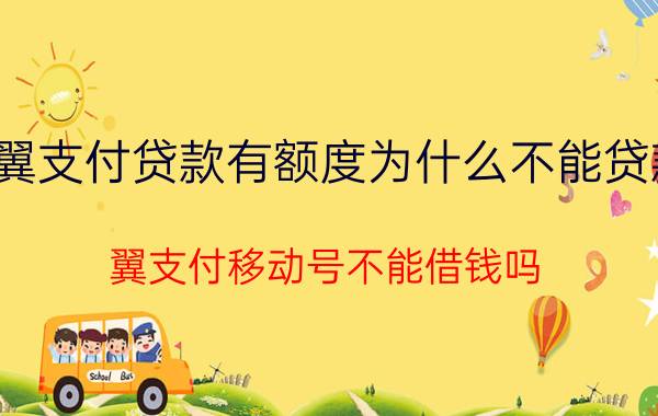 翼支付贷款有额度为什么不能贷款 翼支付移动号不能借钱吗？